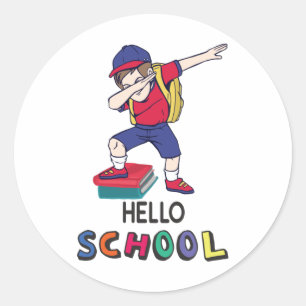 Pegatina Redonda Listo para la escuela en línea