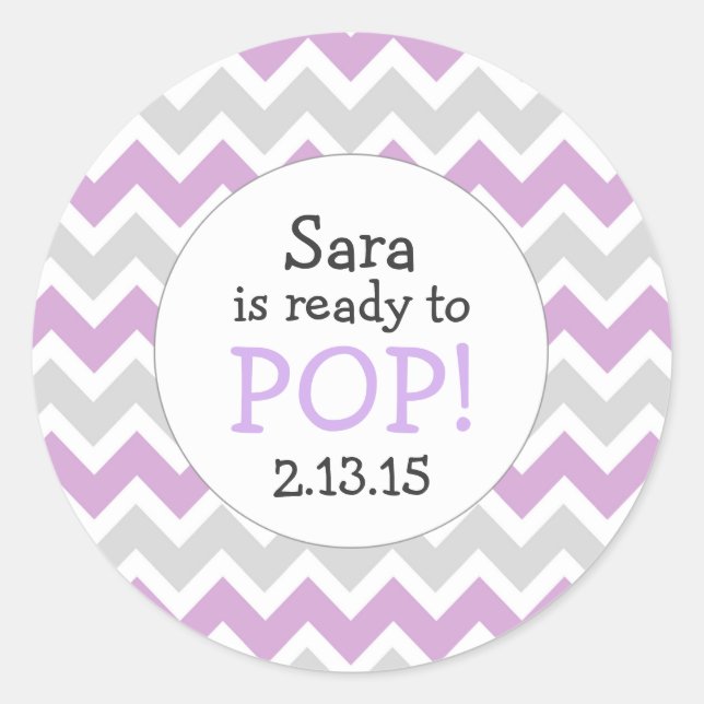 Pegatina Redonda Listo para mostrar Baby Shower Favor / lavender ch (Anverso)