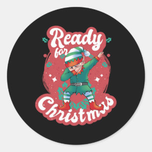Pegatina Redonda Listo Para Navidades Elf Xmas Santa Claus Snow Adv