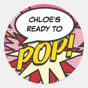 Pegatina Redonda ¡Listo para POP! Baby Shower Sprinkle