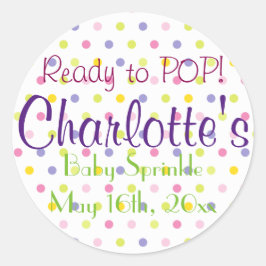Pegatina Redonda ¡Listo para POP! Pastel Polka Dot Baby Sprinkle
