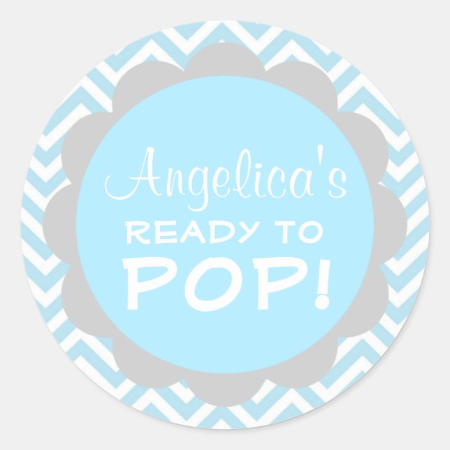 Pegatina Redonda Listo para usar Baby Shower Blue Boy (Anverso)