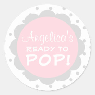 Pegatina Redonda Listo personalizada para hacer estallar rosa del