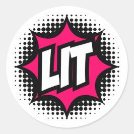 Pegatina Redonda ¡LIT! Estilo de cómic