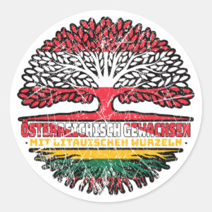 Pegatina Redonda Litauen Litauisch Österreichisch Österreich Baum