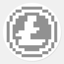 Pegatina Redonda Litecoin LTC logotipo de 8 bits | Sticker