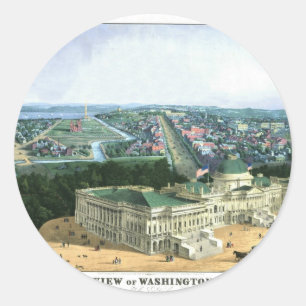 Pegatina Redonda Litografía de color 1852 - vista de Washington