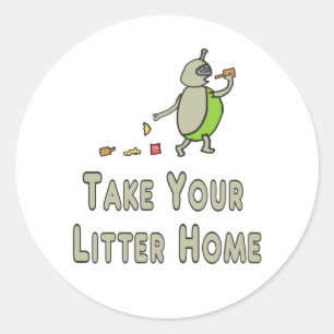 Pegatina Redonda Litterbug lleva tu litera a casa