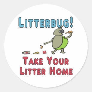 Pegatina Redonda Litterbug lleva tu litera a casa