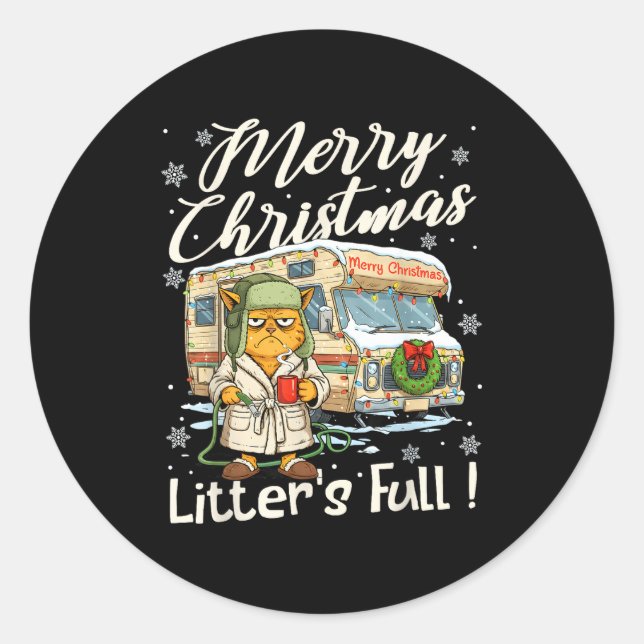 Pegatina Redonda Litter's Full Funny Cat Parody Outfit Sarcastic Ch (Anverso)