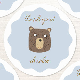 Pegatina Redonda Little Bear Cub Personalizado Gracias