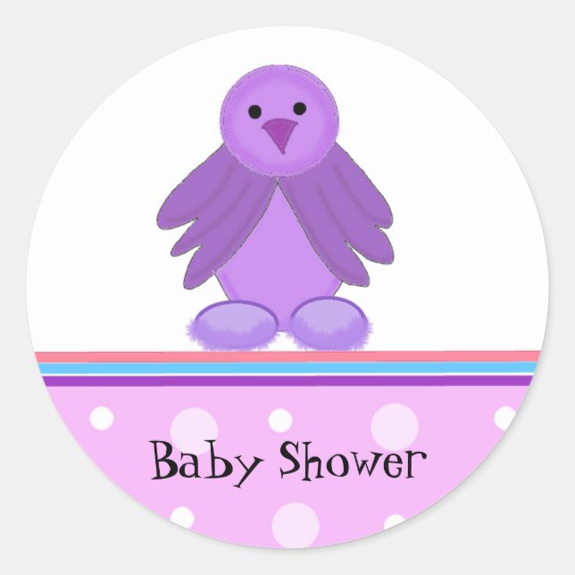 Pegatina Redonda Little Birdie Baby Shower (Anverso)