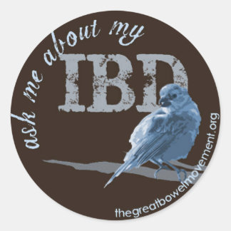 Pegatina Redonda Little Birdie pregunta sobre la IBD