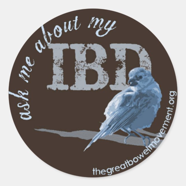 Pegatina Redonda Little Birdie pregunta sobre la IBD (Anverso)