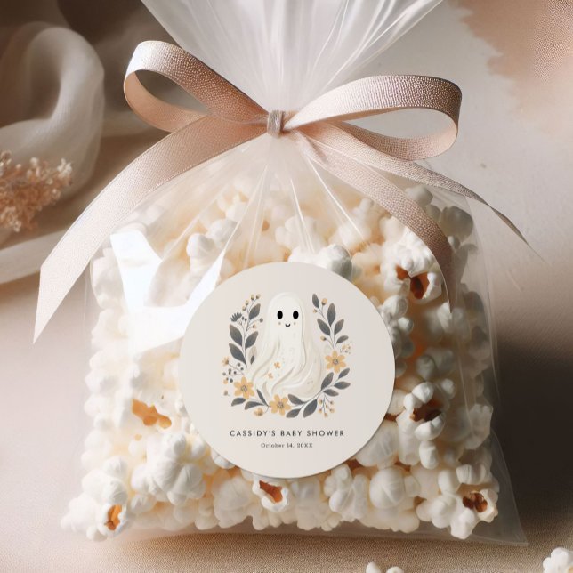Pegatina Redonda Little Boo Boho Ghost Halloween Baby Shower (Subido por el creador)