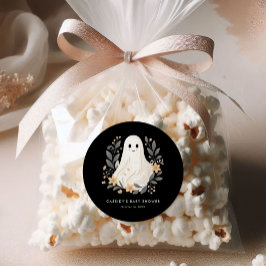 Pegatina Redonda Little Boo Boho Ghost Halloween Baby Shower