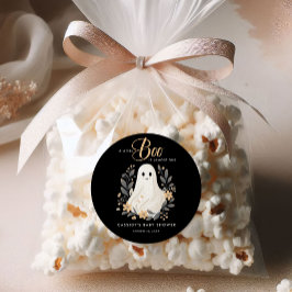 Pegatina Redonda Little Boo Boho Ghost Halloween Baby Shower