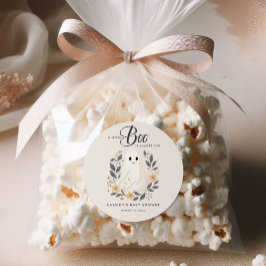 Pegatina Redonda Little Boo Boho Ghost Halloween Baby Shower