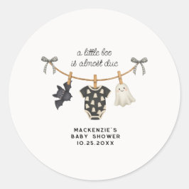 Pegatina Redonda Little Boo Clothesline Halloween Baby Shower