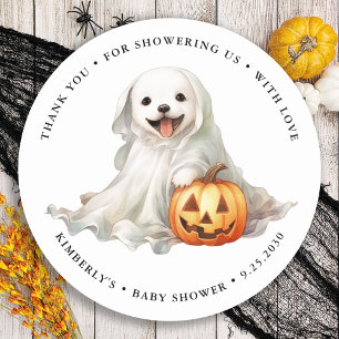 Pegatina Redonda Little Boo Cute Halloween Gracias Baby Shower