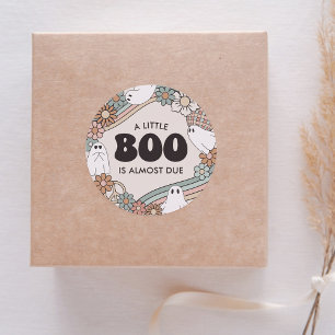 Pegatina Redonda Little Boo Ghost Halloween Baby Shower