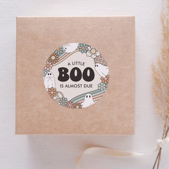 Pegatina Redonda Little Boo Ghost Halloween Baby Shower (Subido por el creador)