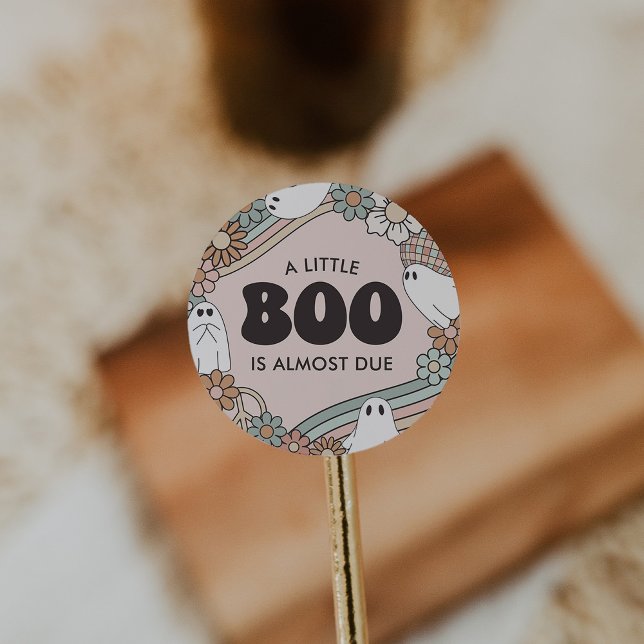 Pegatina Redonda Little Boo Ghost Halloween Baby Shower (Subido por el creador)