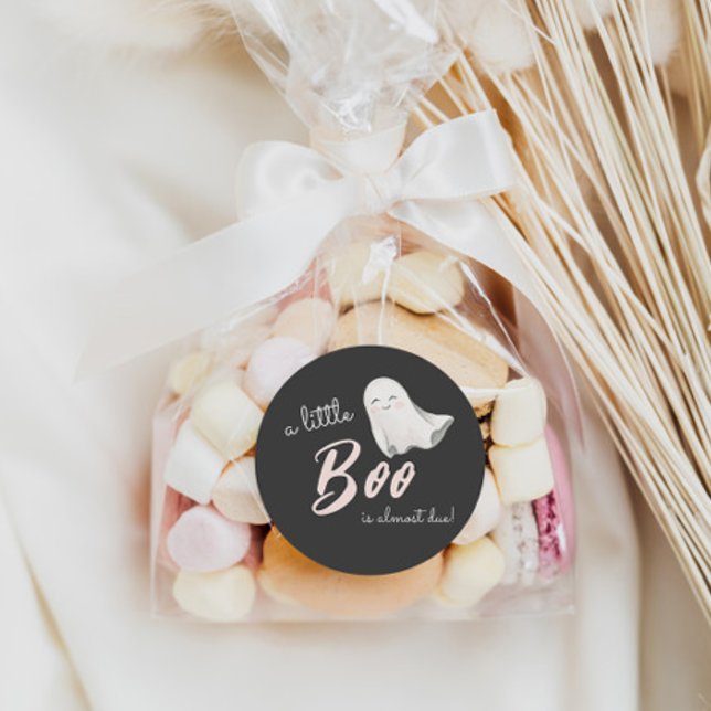 Pegatina Redonda Little Boo Halloween Baby Shower | (Subido por el creador)