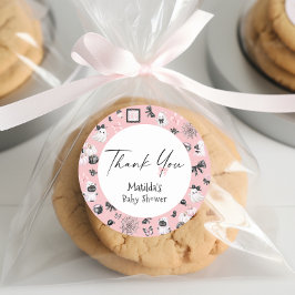 Pegatina Redonda Little Boo Halloween Chica Baby Shower Gracias