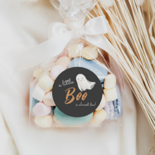 Pegatina Redonda Little Boo Halloween Neutral Baby Shower  