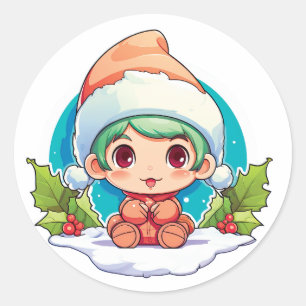 Pegatina Redonda Little Boy Elf Xmas Magic