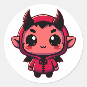 Pegatina Redonda Little Chibi Devil