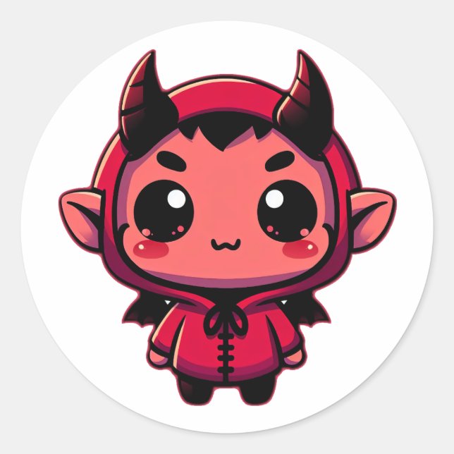 Pegatina Redonda Little Chibi Devil (Anverso)