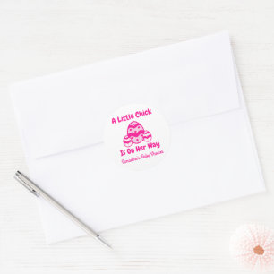 Pegatina Redonda Little Chick Easter Baby Shower