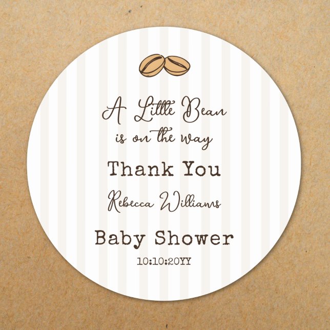 Pegatina Redonda Little Coffee Bean  Baby Shower Thank You (Subido por el creador)