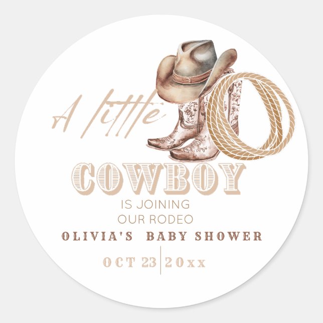 Pegatina Redonda Little Cowboy Baby (Anverso)