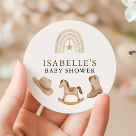 Pegatina Redonda Little Cowboy Baby Shower