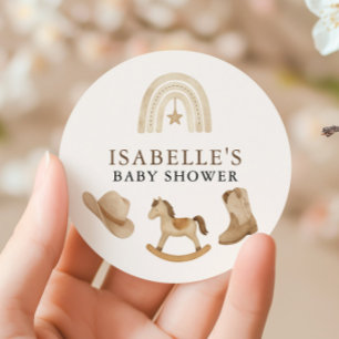 Pegatina Redonda Little Cowboy Baby Shower