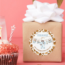 Pegatina Redonda Little Cowboy Clothesline WildWest Boy Baby Shower