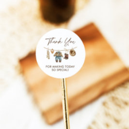 Pegatina Redonda Little Cowboy, Western Wild West Rodeo Baby Shower