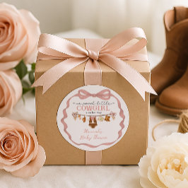 Pegatina Redonda Little Cowgirl Western Baby Shower 