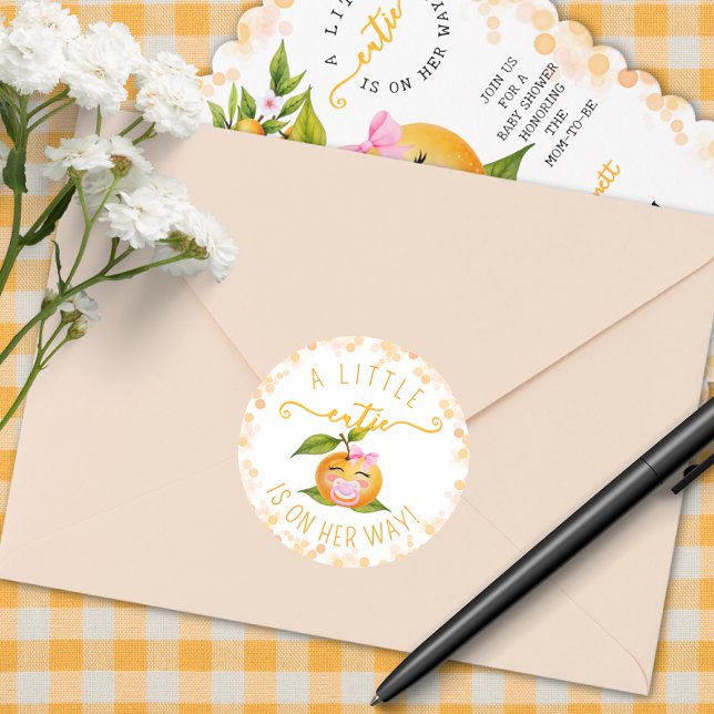 Pegatina Redonda Little Cutie Baby Shower Classic Round Sticker (Subido por el creador)