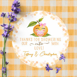 Pegatina Redonda Little Cutie Baby Shower Thanks Sticker