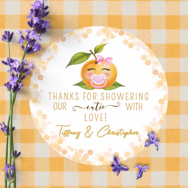 Pegatina Redonda Little Cutie Baby Shower Thanks Sticker (Subido por el creador)