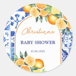 Pegatina Redonda Little Cutie Citrus Baby Shower