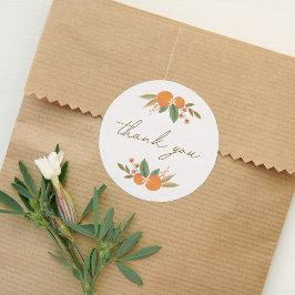 Pegatina Redonda Little Cutie Citrus Baby Shower Gracias