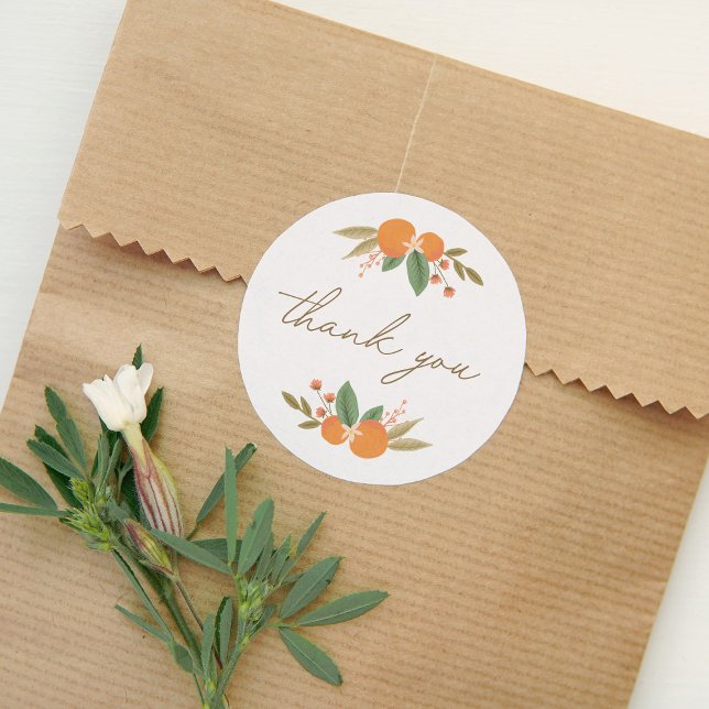 Pegatina Redonda Little Cutie Citrus Baby Shower Gracias (Subido por el creador)