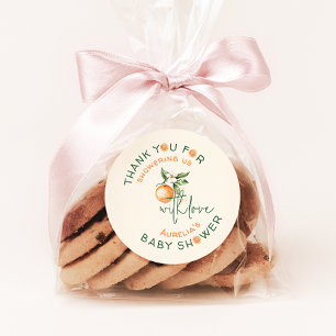 Pegatina Redonda Little Cutie Citrus Baby Shower Gracias A Favor