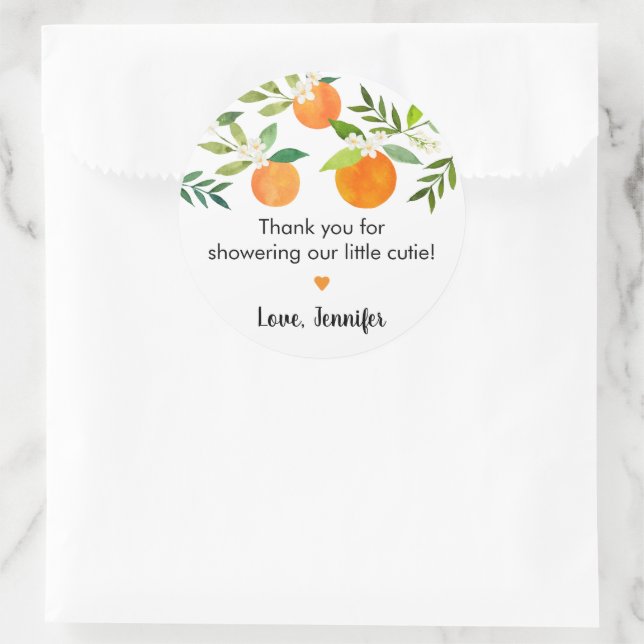 Pegatina Redonda Little Cutie Greeneration Floral Baby Shower (Bolso)