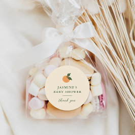 Pegatina Redonda Little Cutie Naranja Citrus Baby Shower
